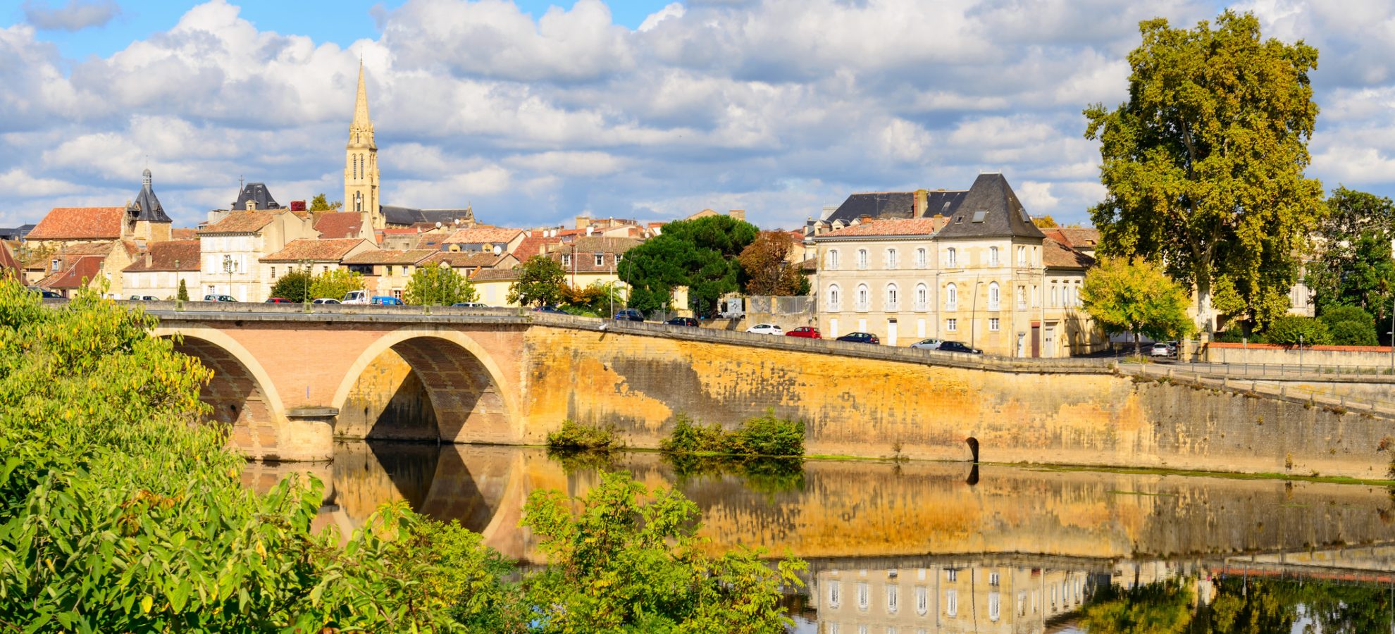 Middeleeuws stadje Bergerac aan de Dordogne rivier