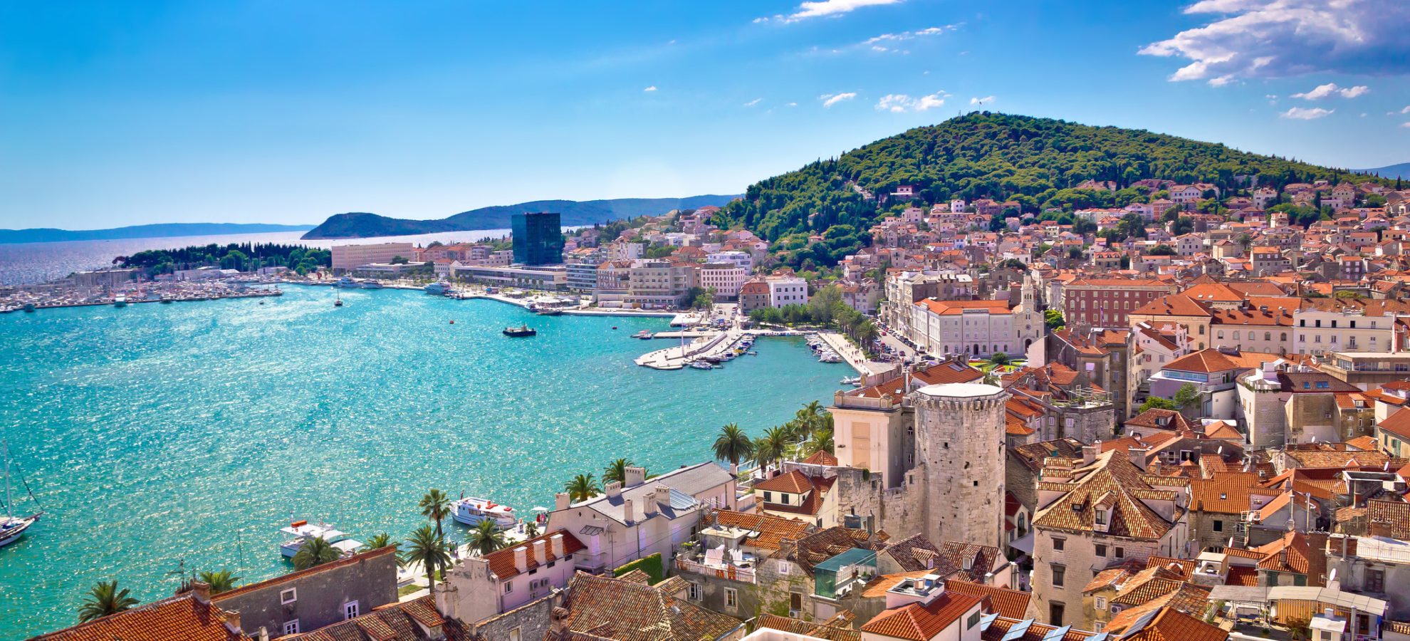 Split kust en Marjan hill, Dalmatia, Kroatie