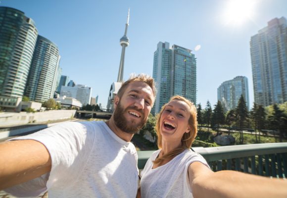 Backpackers in Toronto, Canada, North America
