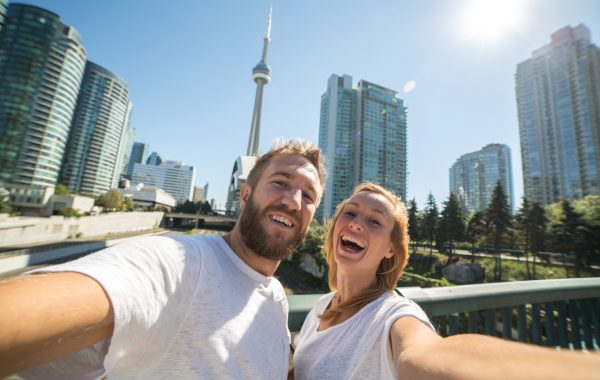 Backpackers in Toronto, Canada, North America