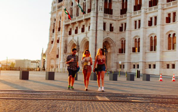 Backpackers in Budapast, Hongary