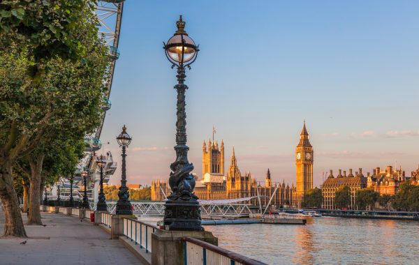 Famous Big Ben during sunset in London, England, UK