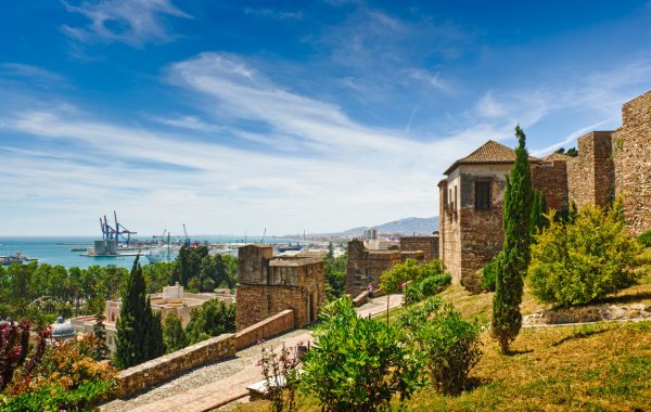 View of the Harbor of Malaga city from the Alcazaba