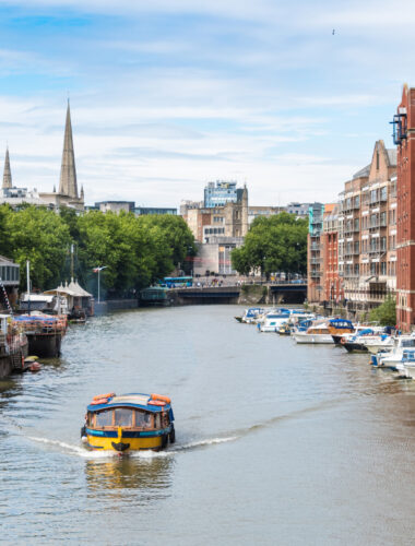 Boat on a canal in Bristol, England