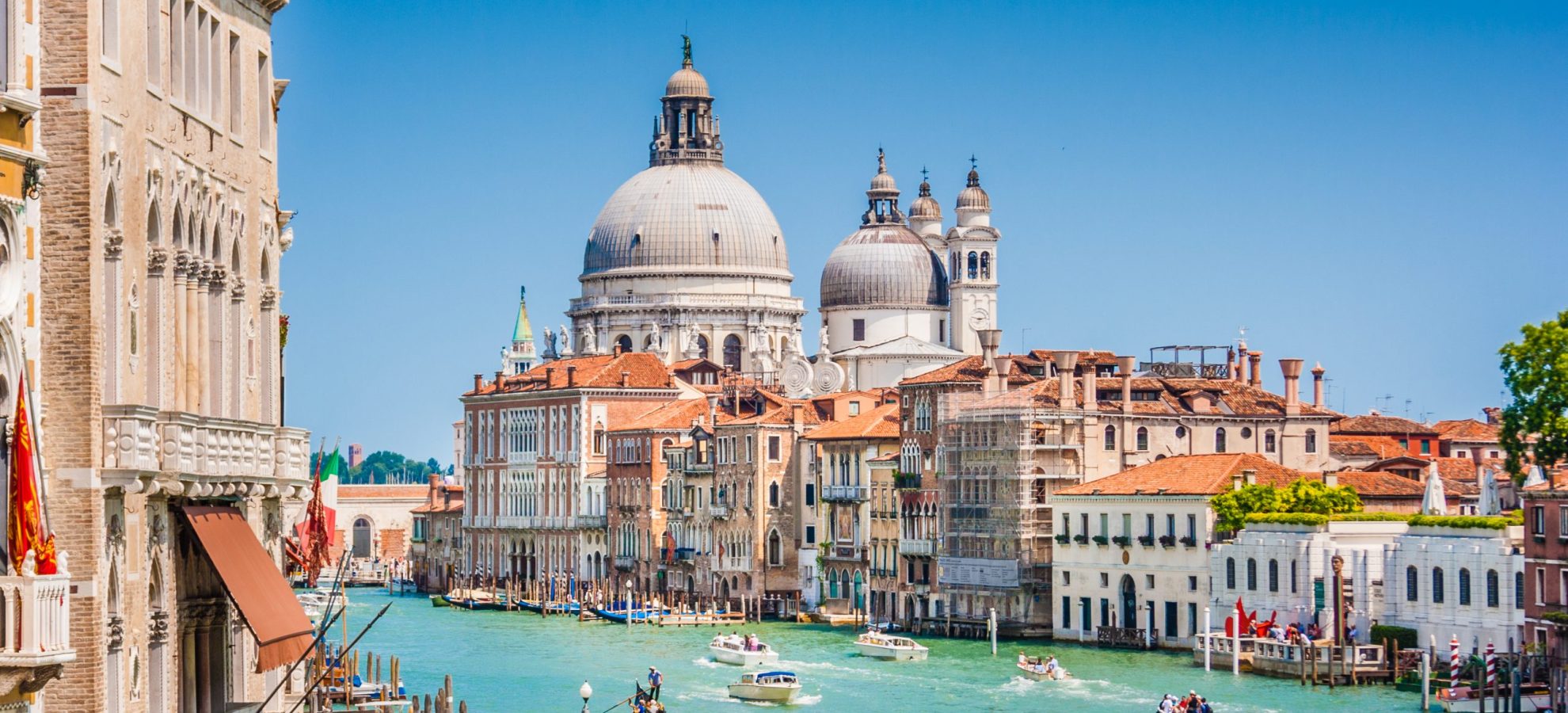 View of Canal Grande with Basilica di Santa Maria della Salute in the background, Venice