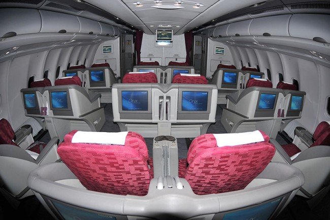 Business class ombord en Boeing 777.