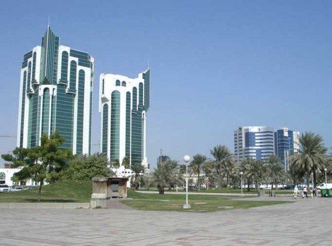 Moderna byggnader i huvudstaden Doha. Här hålls fotbolls-VM 2022.