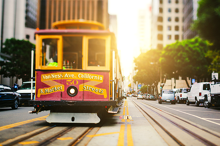 Bild på spårvagn i San Francisco, USA