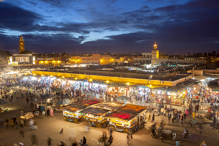 Bild från Djemaa el-Fna i Marrakech, Marocko