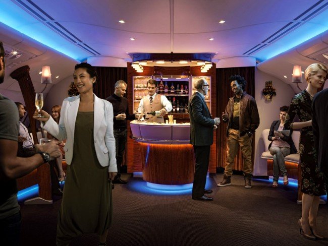 Bild på Emirates-plan där du kan resa i lyx