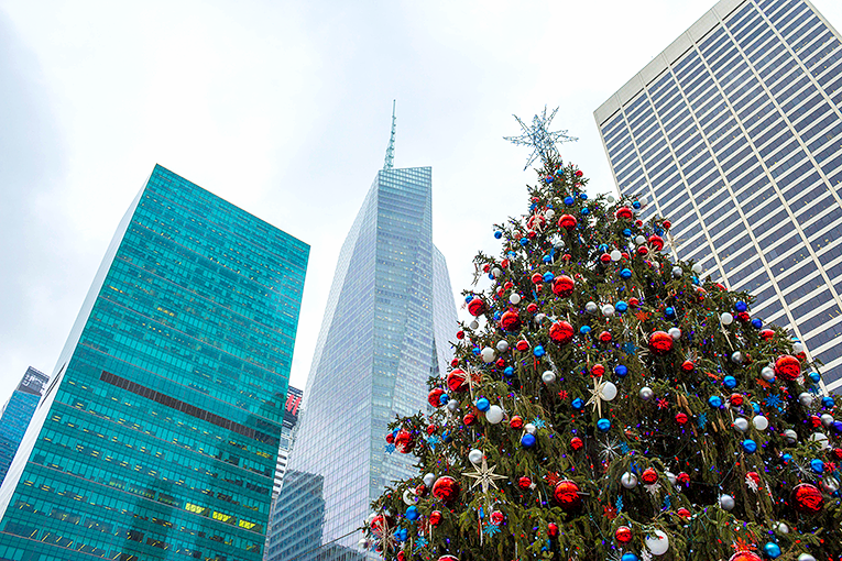 Bild på julgran i New York, USA