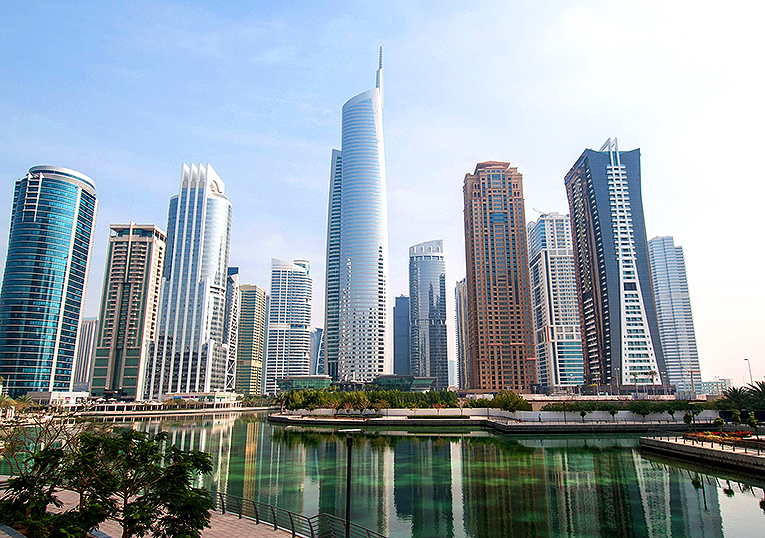 Bild på skyskrapor i Dubai, Förenade Arabemiraten