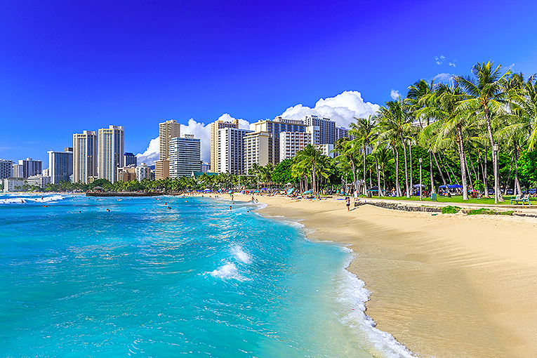 Bild från strand i Honolulu på Hawaii