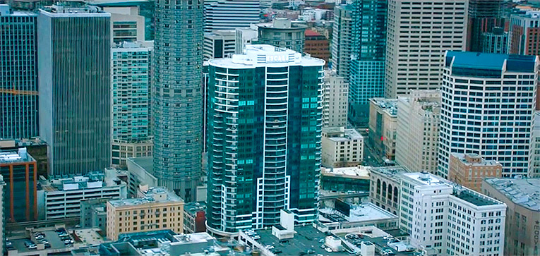 Bild på Escala Building från filmen Fifty Shades of Grey