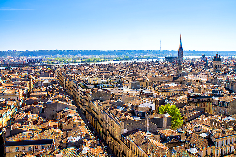 Bild över staden Bordeaux i Frankrike