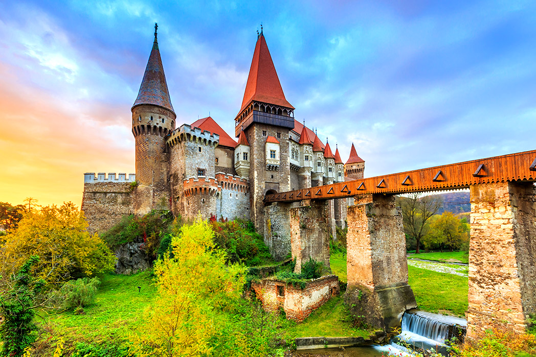 Bild på slottet Corvin i Rumänien
