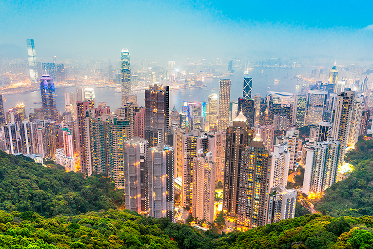 Bild på skyskrapor i Hong Kong