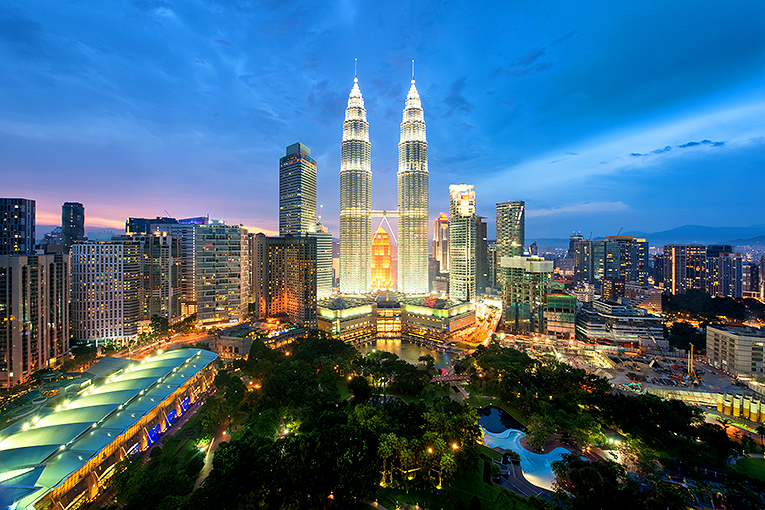 Bild på tvillingtornen i Kuala Lumpur, Malaysia