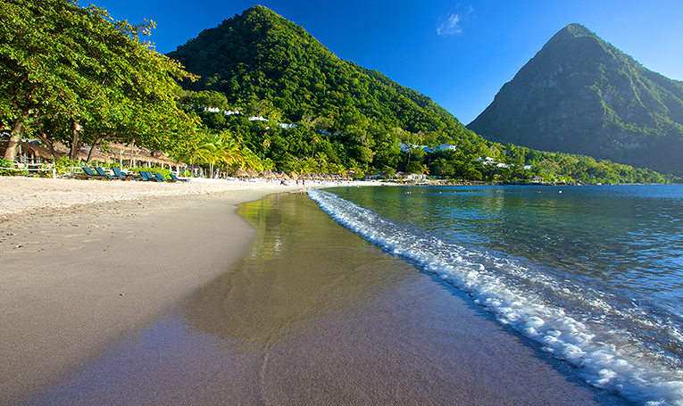 Bild från strand på St Lucia i Karibien