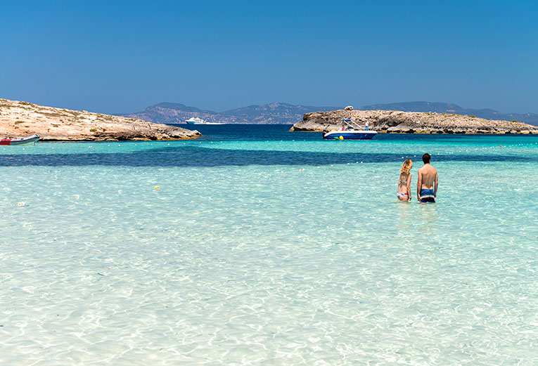 Bild från stranden Ses Illetes på Formentera i Spanien