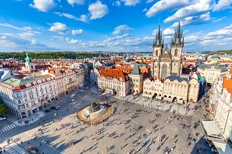 Bild från torget i gamla stan, Prag