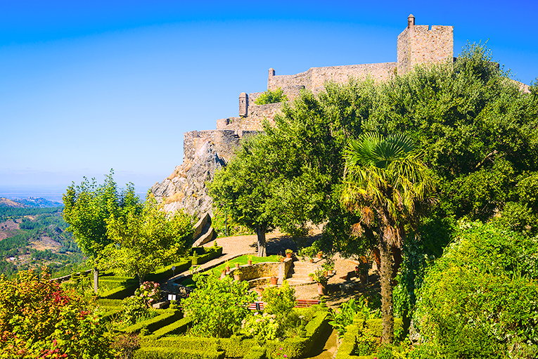 Garden next to the Medieval castle. Marvao. Alentejo region. Portugal
